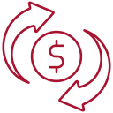 Money with arrow around icon